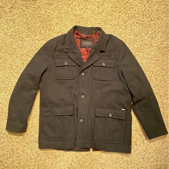 Men’s Guess Pea Wool Coat - Picture 2 of 8